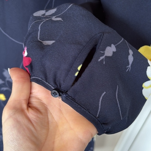 NWOT Ann Taylor Floral Print Navy Blue Shift Dress 3/4 Sleeves Easter Spring - Picture 10 of 13